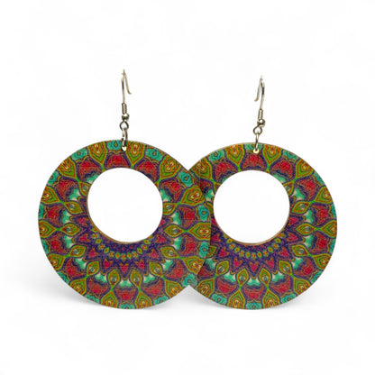 Boho Style Double Sided Wooden Earrings – Handmade Lightweight Jewellery Style 2