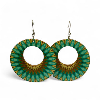 Boho Style Double Sided Wooden Earrings – Handmade Lightweight Jewellery Style 10