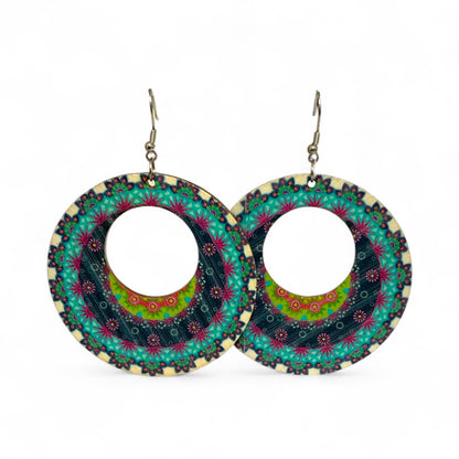 Boho Style Double Sided Wooden Earrings – Handmade Lightweight Jewellery Style 5
