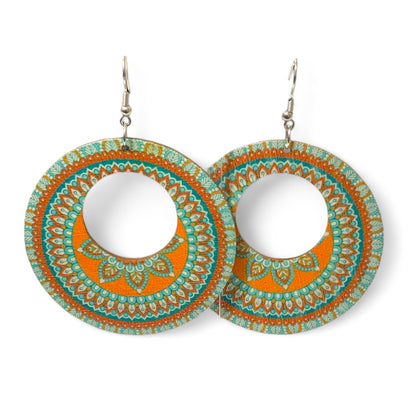 Boho Style Double Sided Wooden Earrings – Handmade Lightweight Jewellery Style 11
