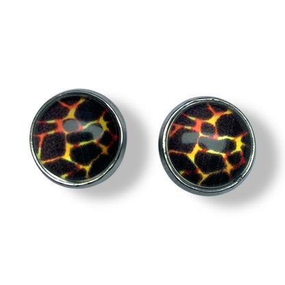 Wild Animal Print Round Dome Stainless Steel Stud Earrings