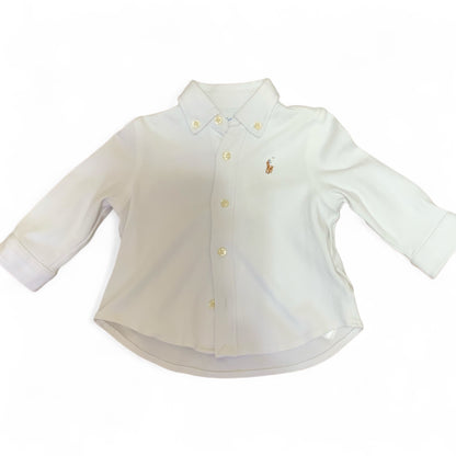 Ralph Lauren | Baby Boys 2-Piece Outfit | White Shirt | Blue Stripe Pants | 6 Months | Pre-Owned