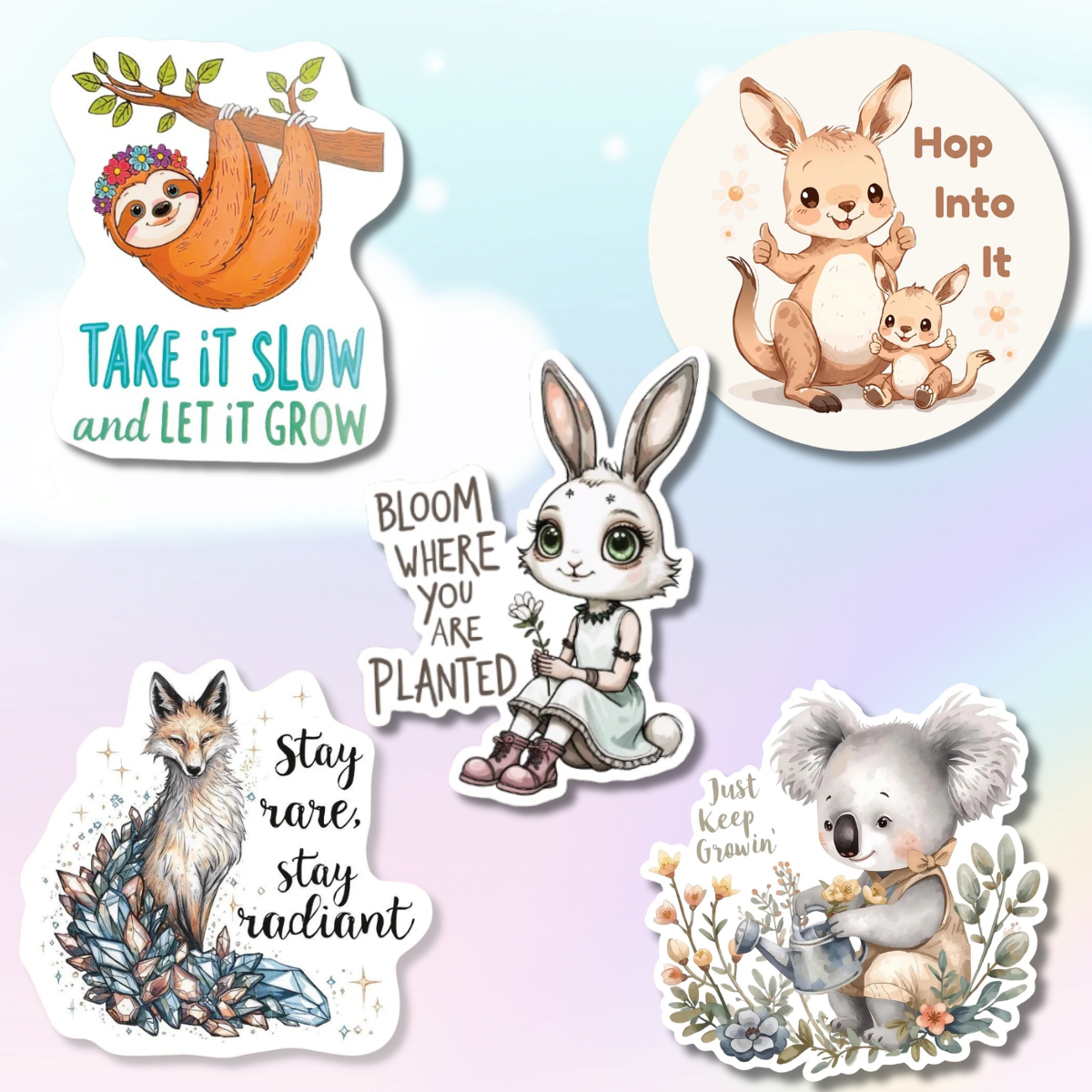Motivational & Positivity Sticker 5-Pack | Vinyl Decal Bundle | Adesiva