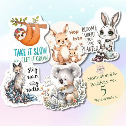 Motivational & Positivity Sticker 5-Pack | Vinyl Decal Bundle | Adesiva