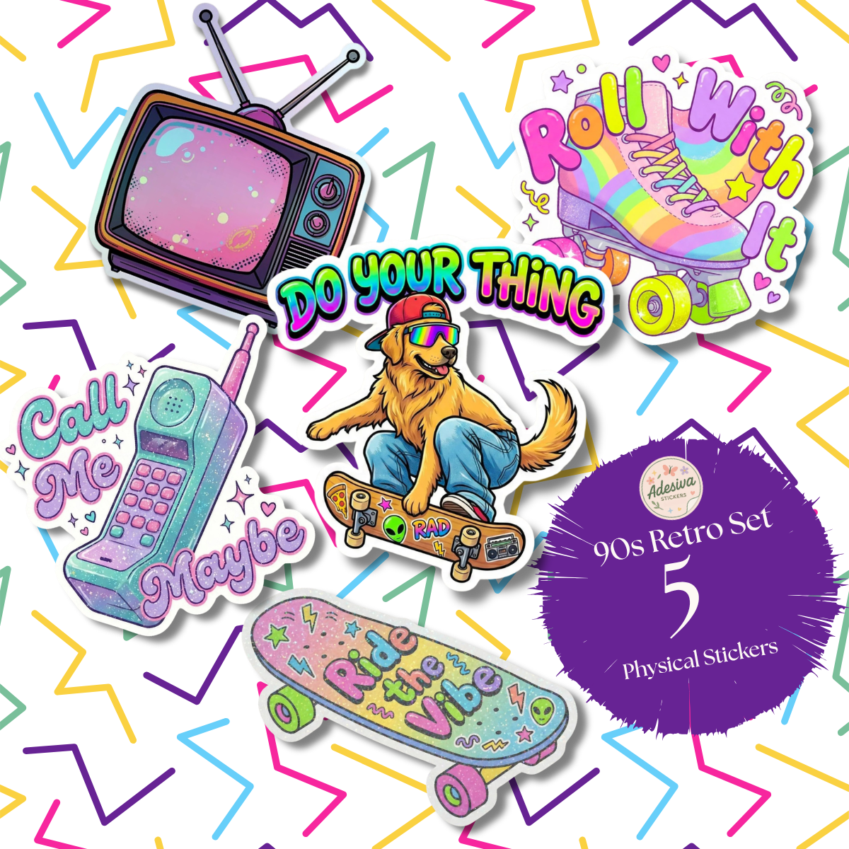 Retro Sticker 6-Pack | Vinyl Decal Bundle | Adesiva