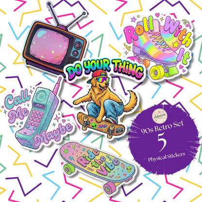 Retro Sticker 6-Pack | Vinyl Decal Bundle | Adesiva