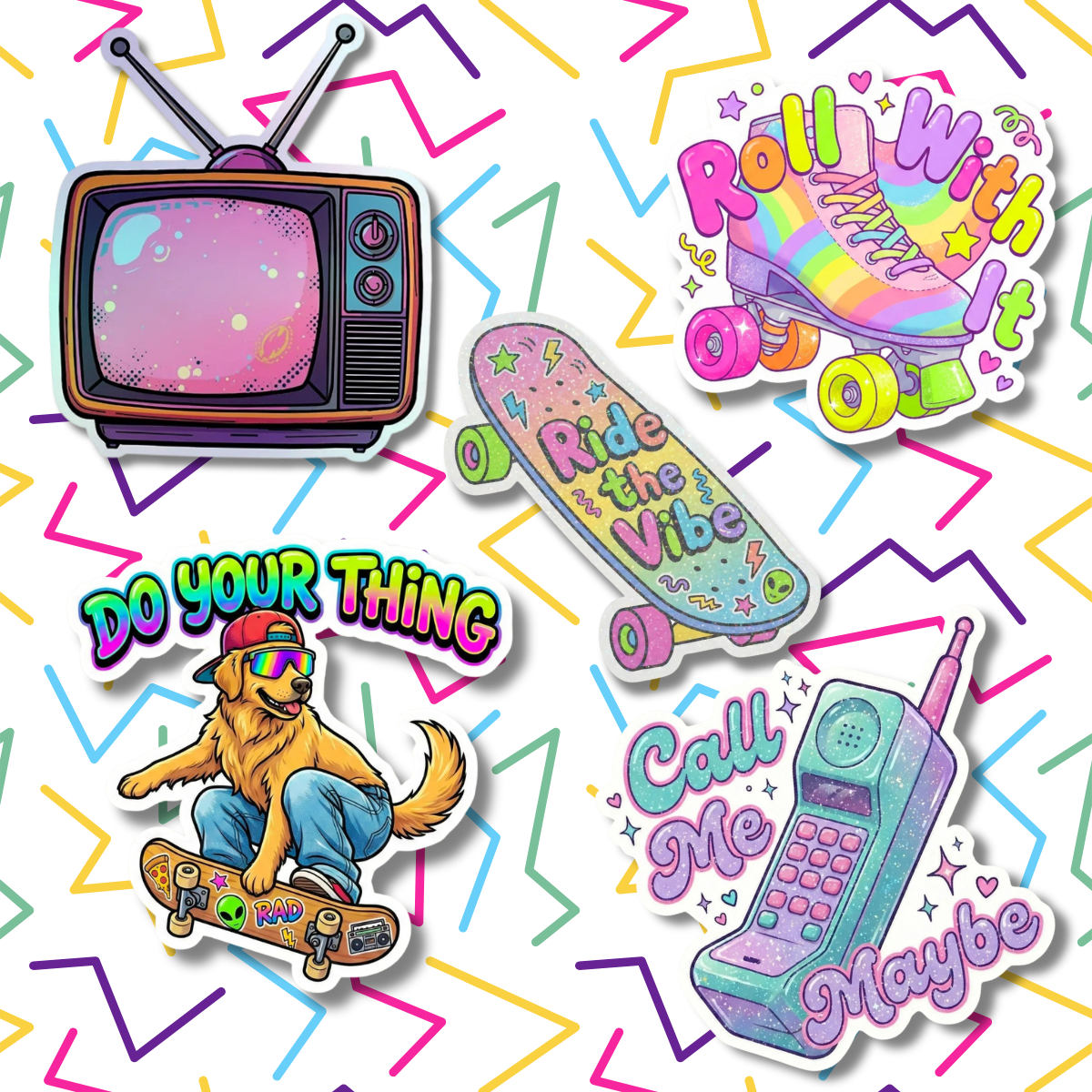 Retro Sticker 6-Pack | Vinyl Decal Bundle | Adesiva