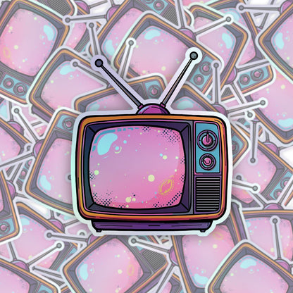 Retro TV Rainbow Holographic Foil Vinyl Sticker