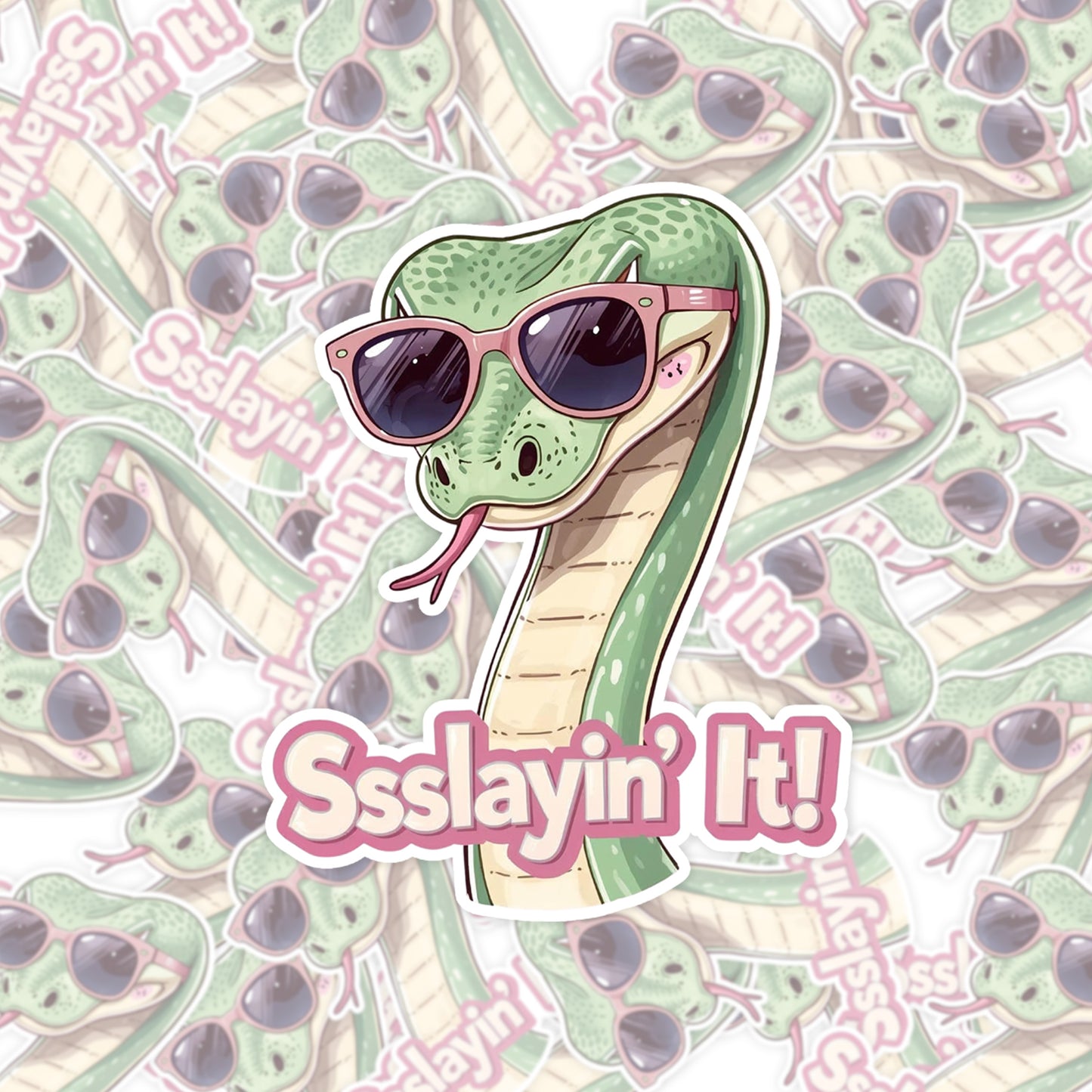 Ssslayin' It Cool Snake | Confident | White Gloss Vinyl | Die-Cut Sticker