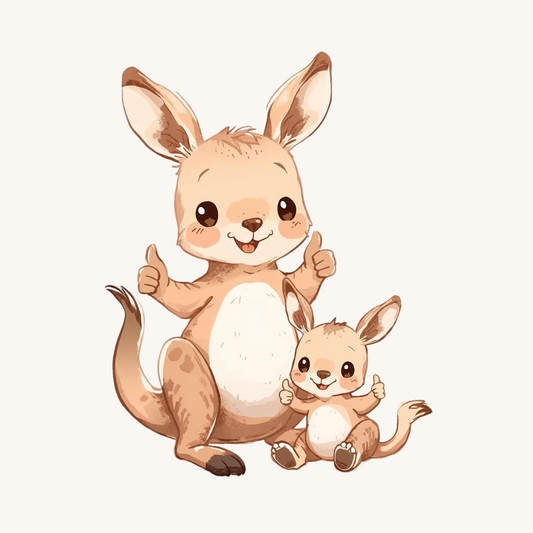 Hop Into It Kangaroo & Joey | Positivity | White Gloss Vinyl | Die-Cut Sticker
