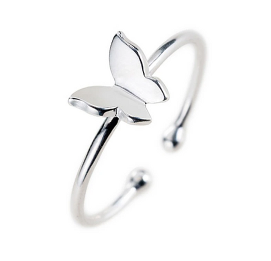 925 Sterling Silver Flying Butterfly Adjustable Ring