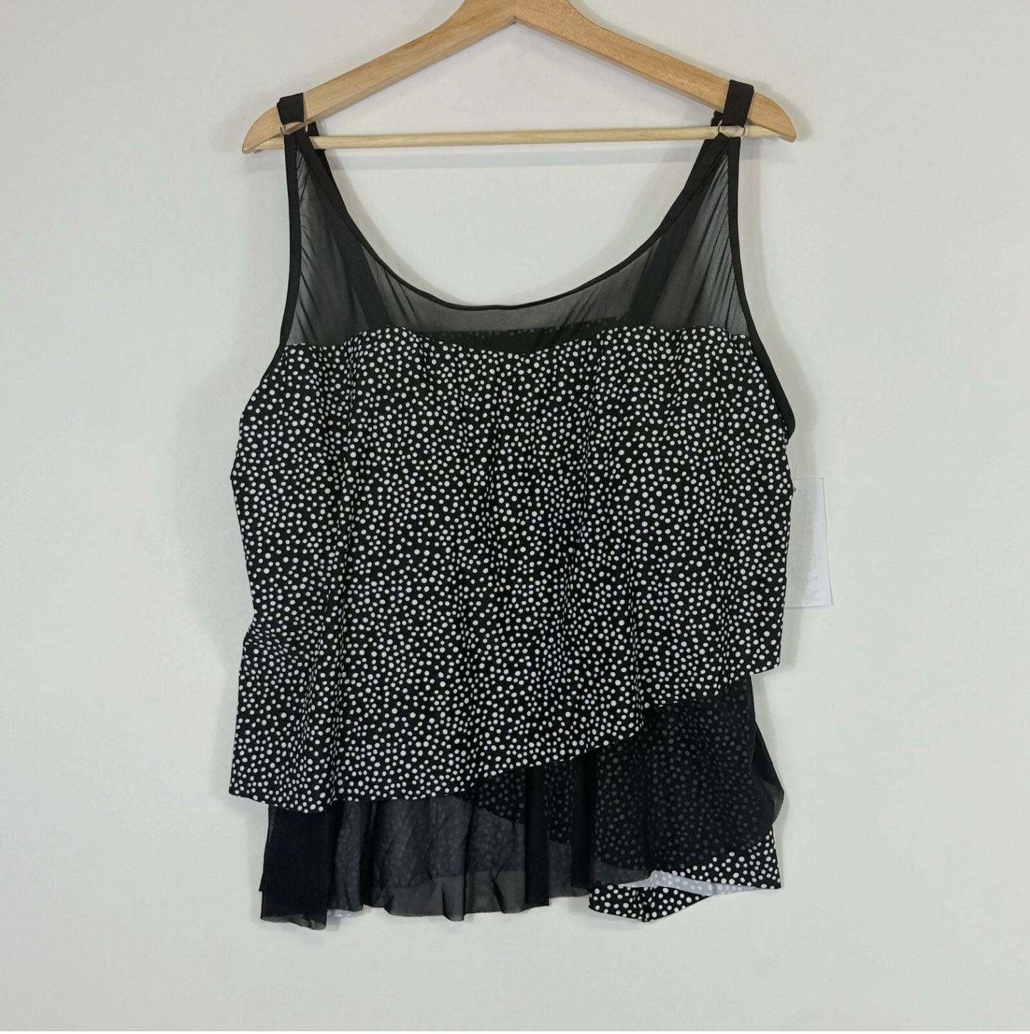 Meet.Curve Women's Swim Top | Black Polka Dot Mesh | XL (20-22) | New
