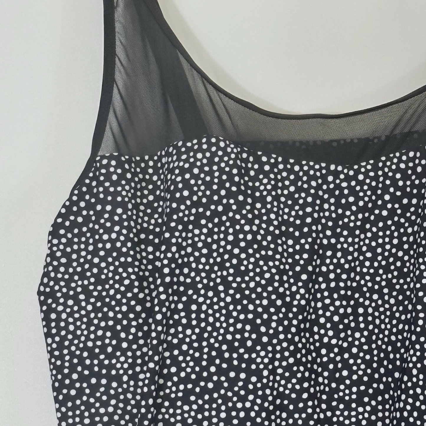 Meet.Curve Women's Swim Top | Black Polka Dot Mesh | XL (20-22) | New