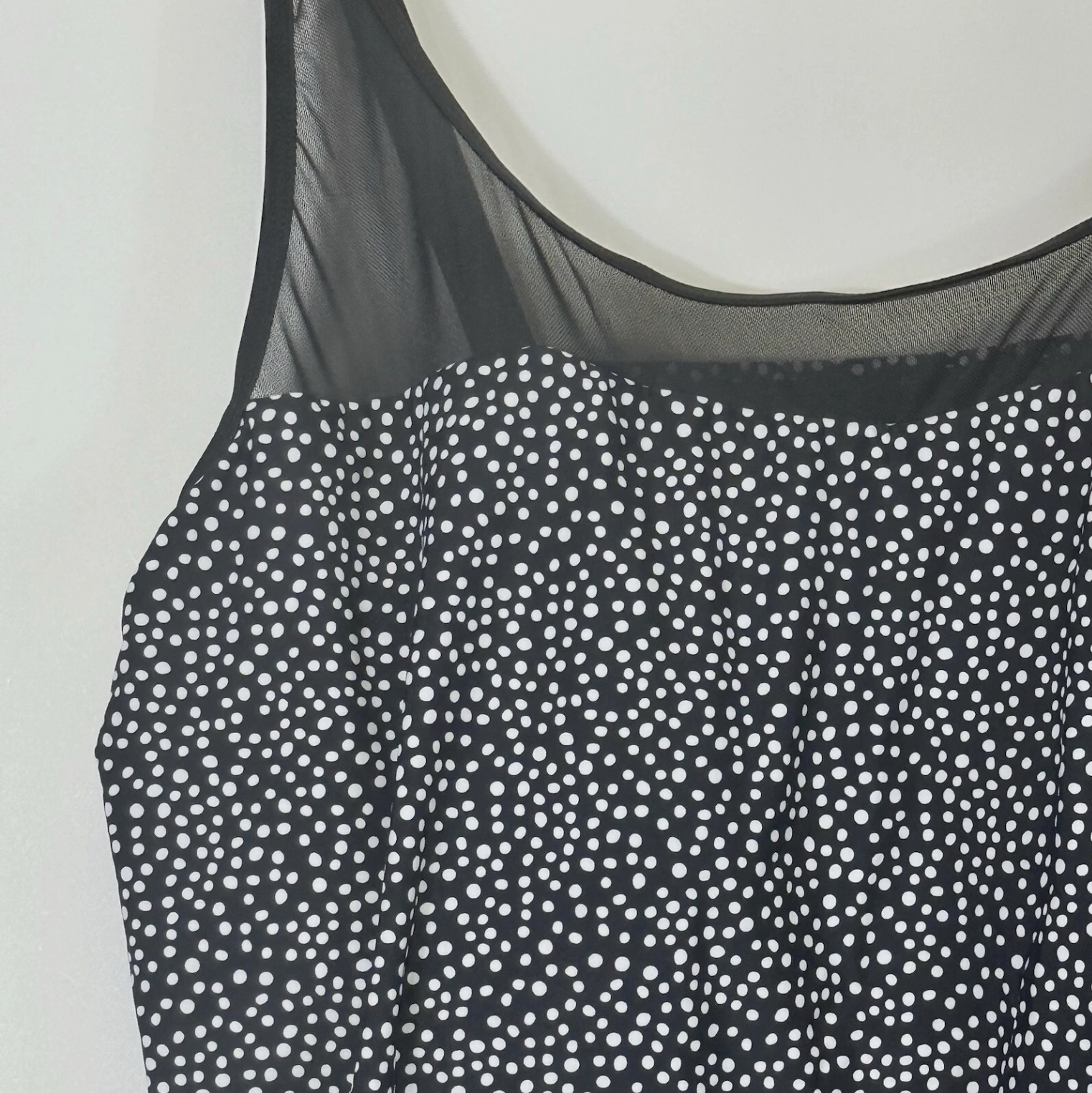 Meet.Curve Women's Swim Top | Black Polka Dot Mesh | XL (20-22) | New