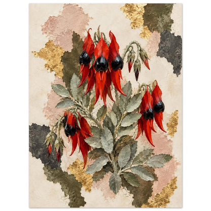 Sturt's Desert Pea Australian Native Flower Fine Art Poster 60x80 cm 24x32″