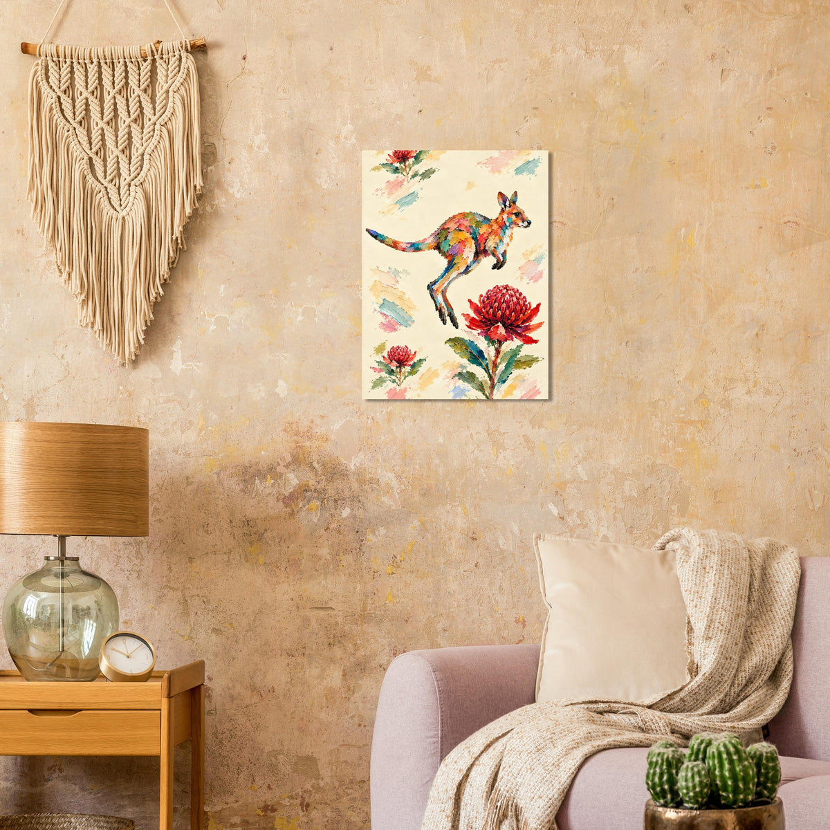 Wallaby Painted Australian Animal Fine Art Poster