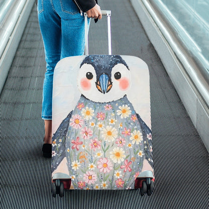 Floral Penguin Luggage Cover
