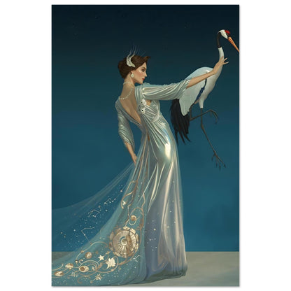 Celestial Elegance Crane & Stargazer Fine Art Poster – A Vision of Myth & Beauty 30x45 cm 12x18″