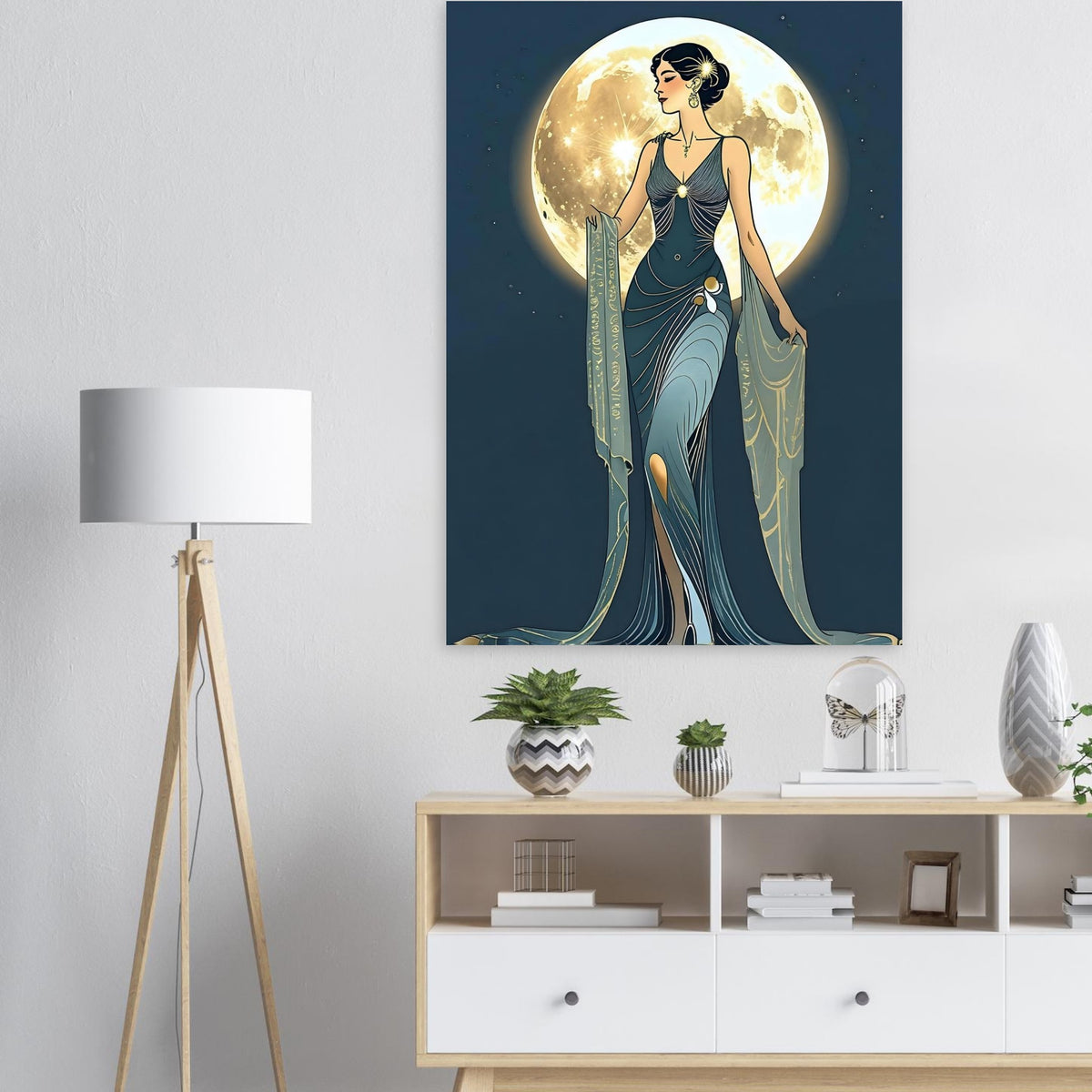 Art Deco Diva Moonlit Fine Art Poster - A Touch of Roaring Twenties Glamour for Your Walls