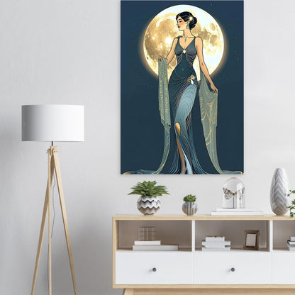 Art Deco Diva Moonlit Fine Art Poster - A Touch of Roaring Twenties Glamour for Your Walls