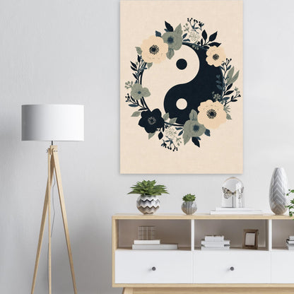Floral Yin Yang Harmony Fine Art Poster - Balance & Serenity Wall Decor