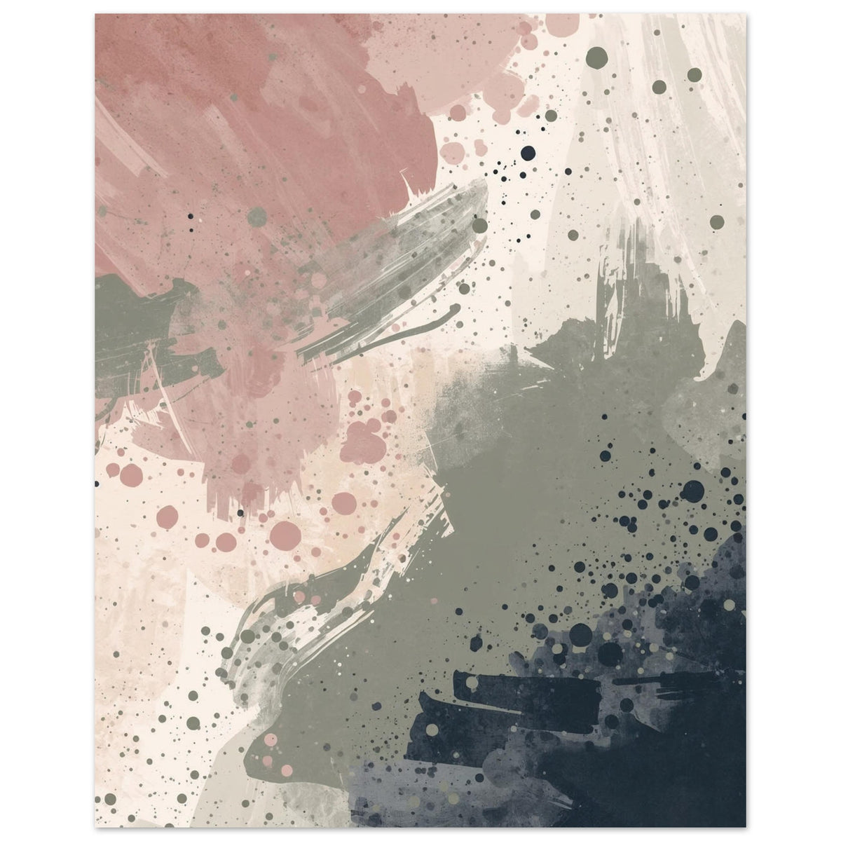 Abstract Serenity Splash Fine Art Poster - Modern Blush & Grey Wall Art for Contemporary Spaces 40x50 cm 16x20″