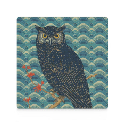 Majestic Owl Japanese Ukiyo-e Inspired Ceramic Coasters (Set of 4 or 6)