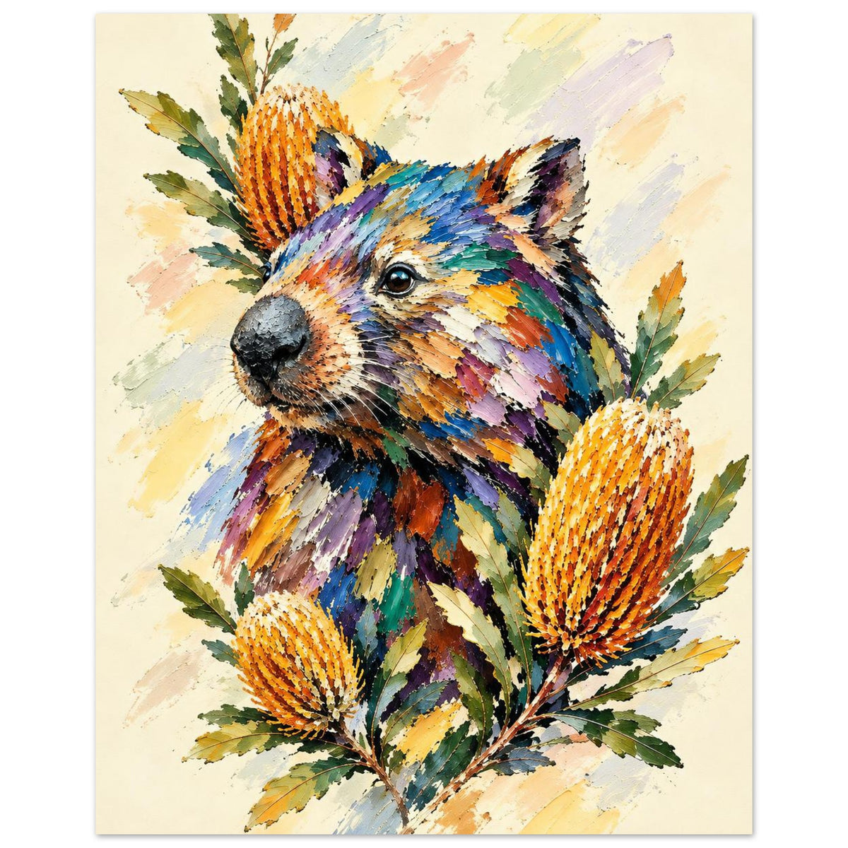 Wombat Painted Australian Animal Fine Art Poster 20x25 cm 8x10″