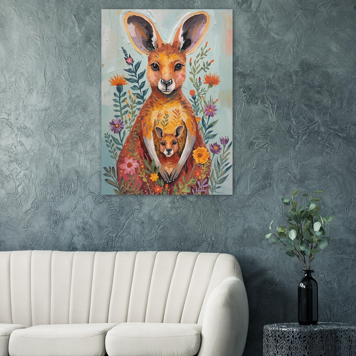 Abstract Impressionist Kangaroo & Joey Fine Art Poster – Vibrant Nature-Inspired Wall Decor