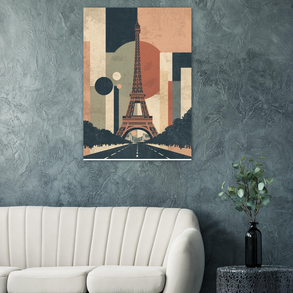 Eiffel Tower Geometric Abstract Fine Art Poster - Mid-Century Modern Parisian Vibe