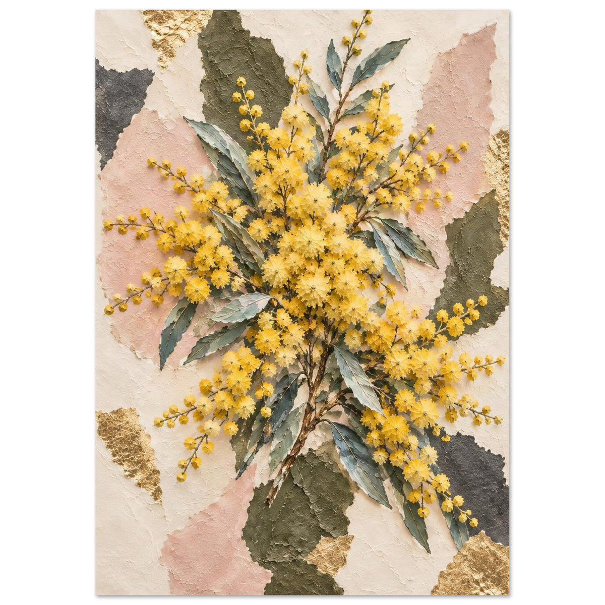 Golden Wattle Australian Native Flower Fine Art Poster 21x29.7 cm 8x12"