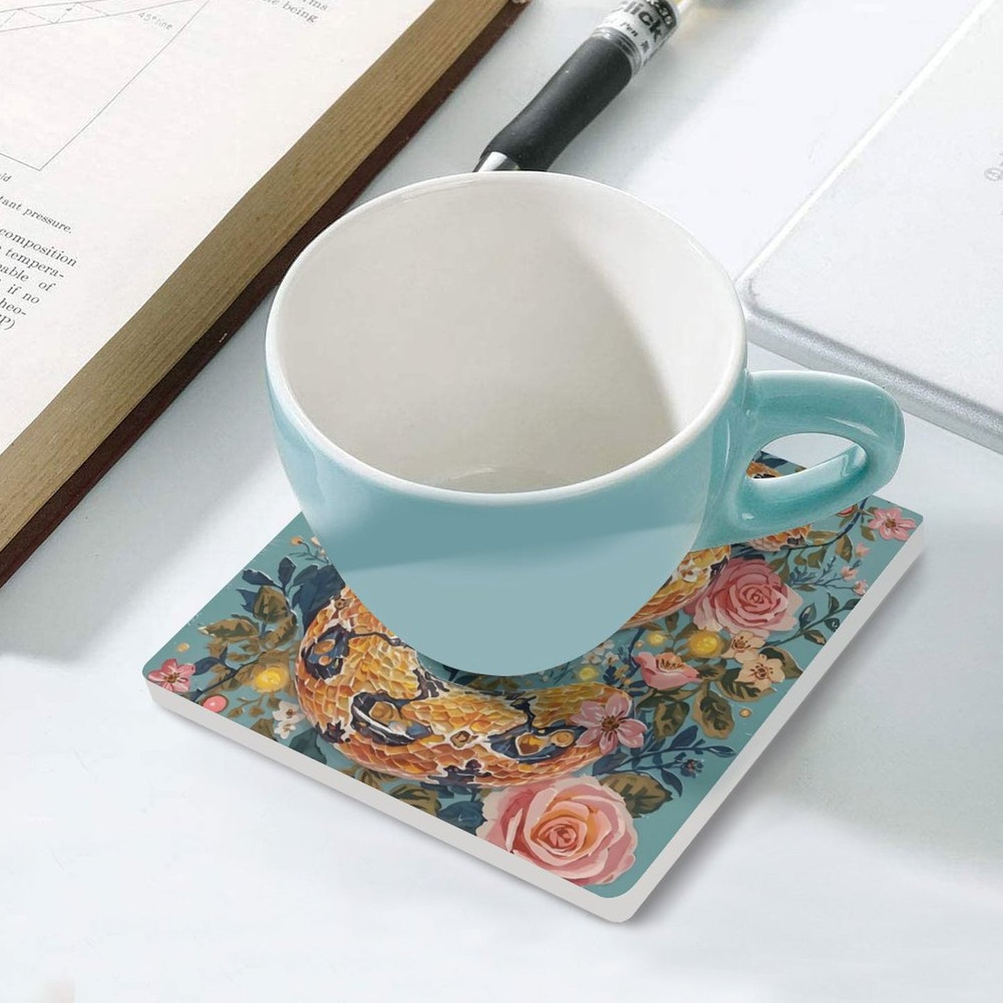 Serpent & Roses Ceramic Coasters (Set of 4 or 6)