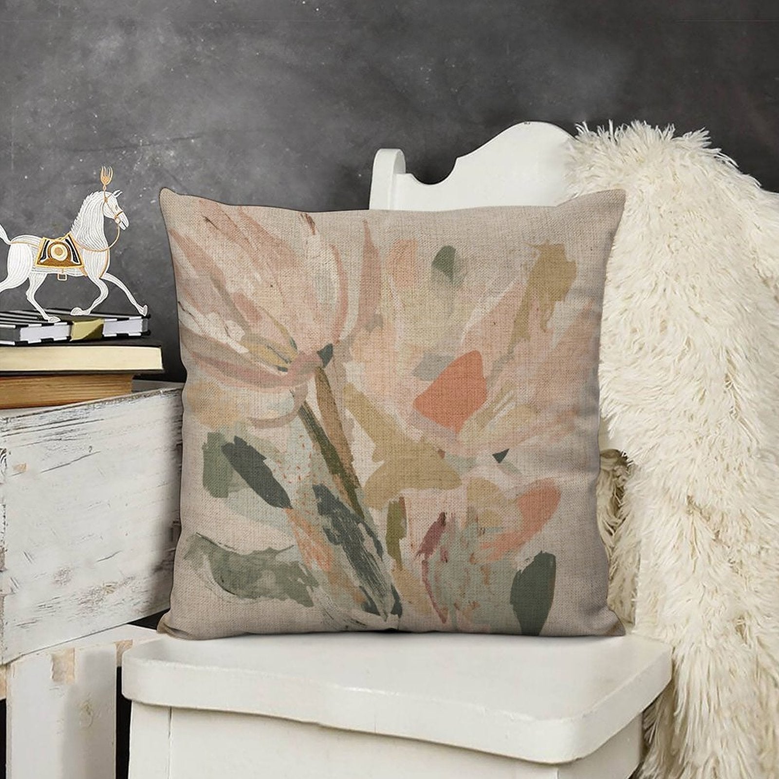 Abstract Floral Linen Double Sided Throw Pillow Cushion Covers | 45×45 cm