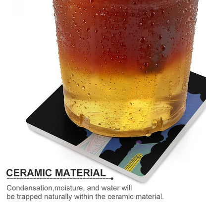 Ms. Vogue Vintage Glamour Lady Portrait Ceramic Coasters (Set of 4 or 6)