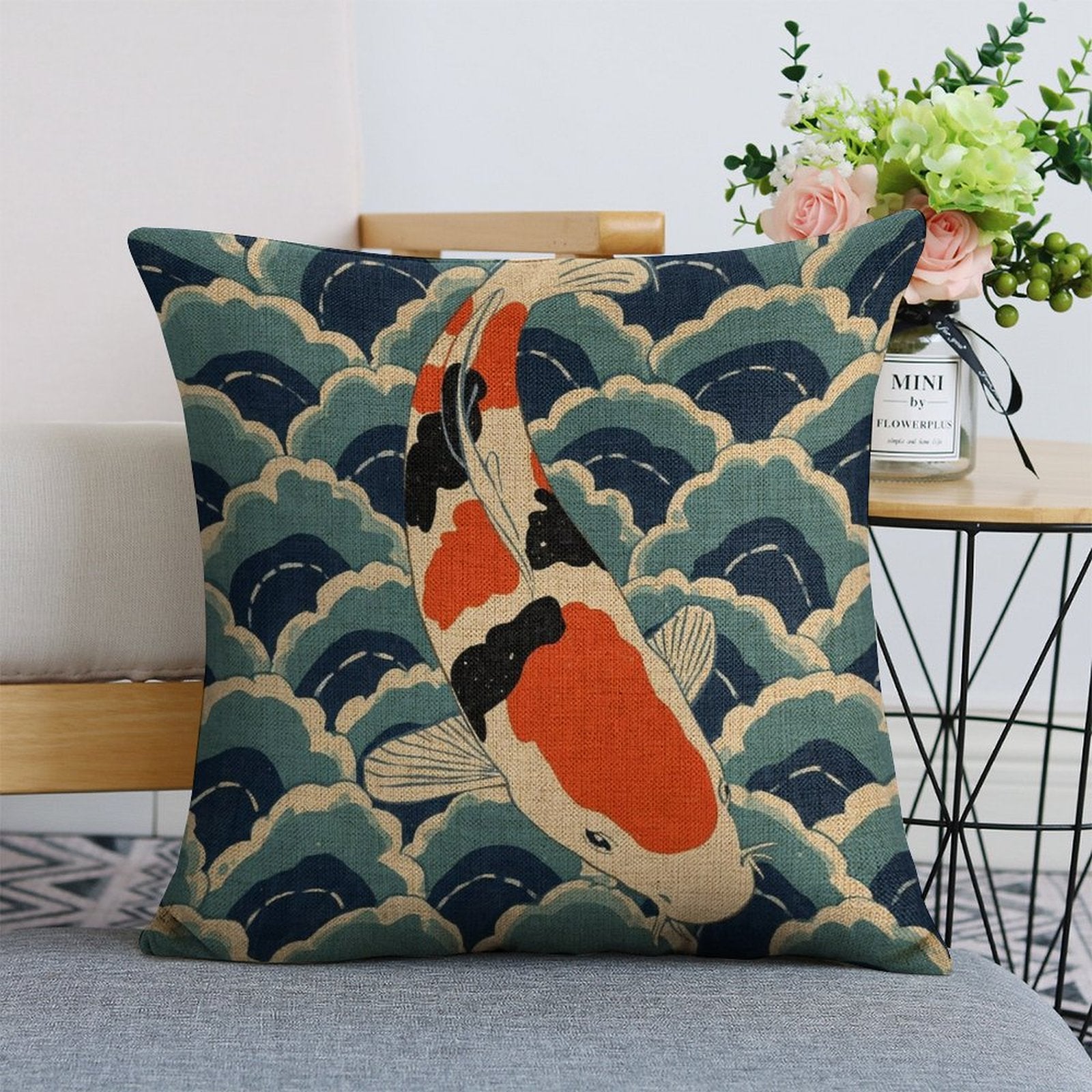 Floral Fox Linen Double Sided Throw Pillow Cushion Covers |45×45 cm | Set of 2