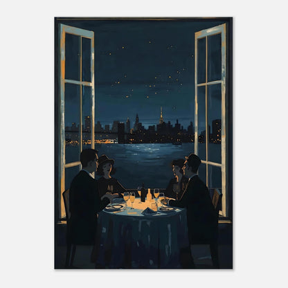 Midnight Rendezvous Fine Art Poster - Evocative Cityscape Dining Art Print
