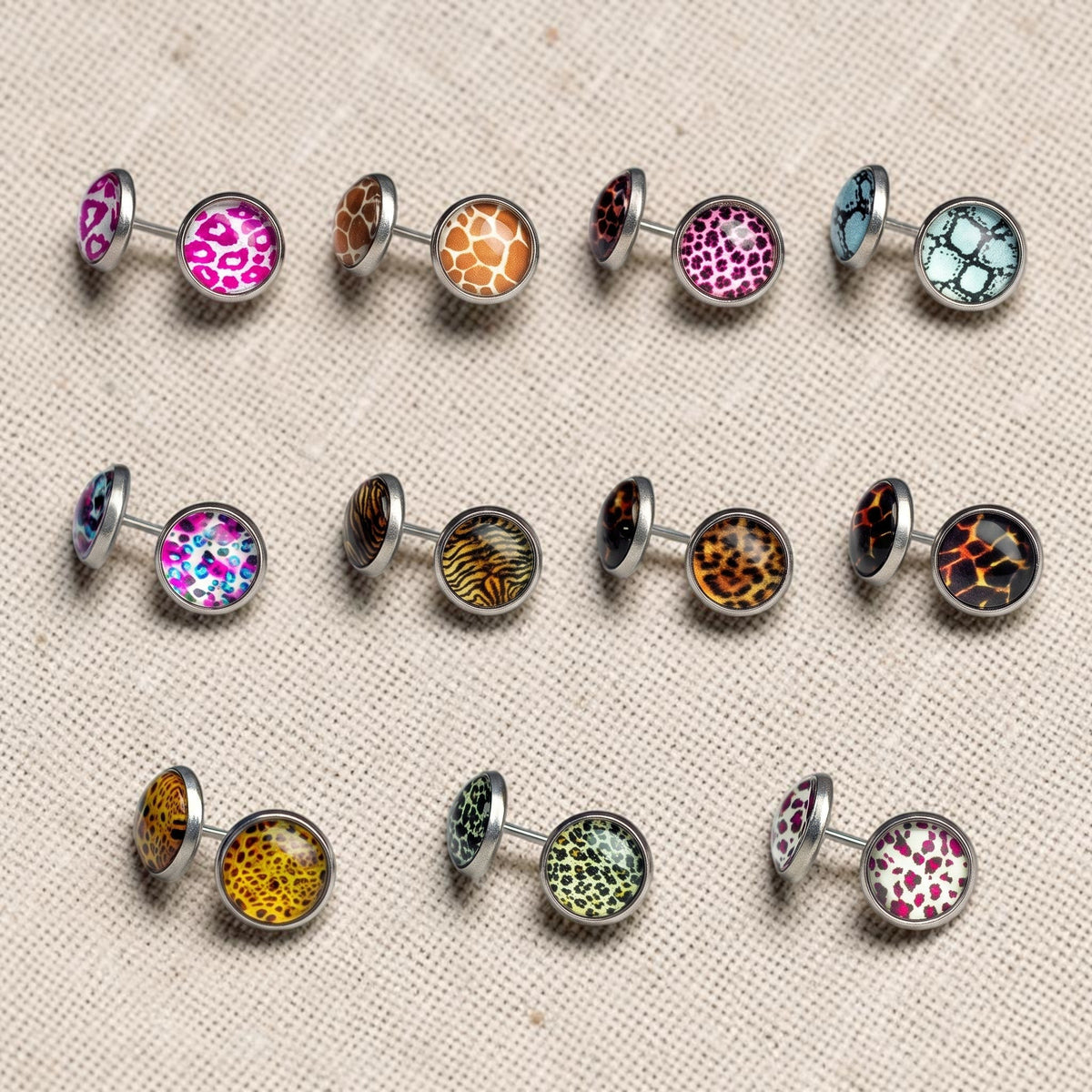 Wild Animal Print Stud Earrings | Statement Studs | 10mm | 10 Prints