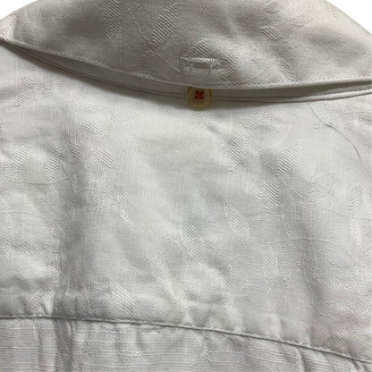 Amare Tutto Ted Baker London white cotton shirt featuring an embossed leaf pattern and contrast orange button stitching
