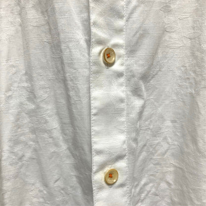 Amare Tutto Ted Baker London white cotton shirt featuring an embossed leaf pattern and contrast orange button stitching