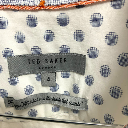Amare Tutto Ted Baker London white shirt with blue grid pattern and interior label detail