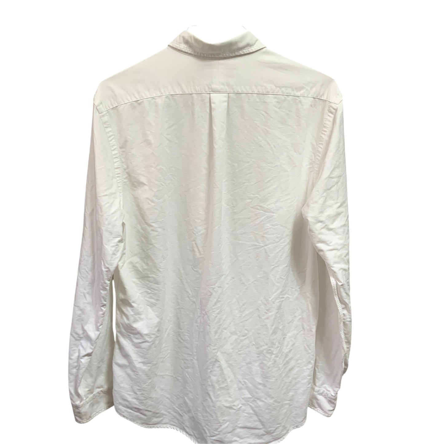 Amare Tutto white long-sleeve button-down shirt viewed from the back, featuring a classic collar and yoke detail.