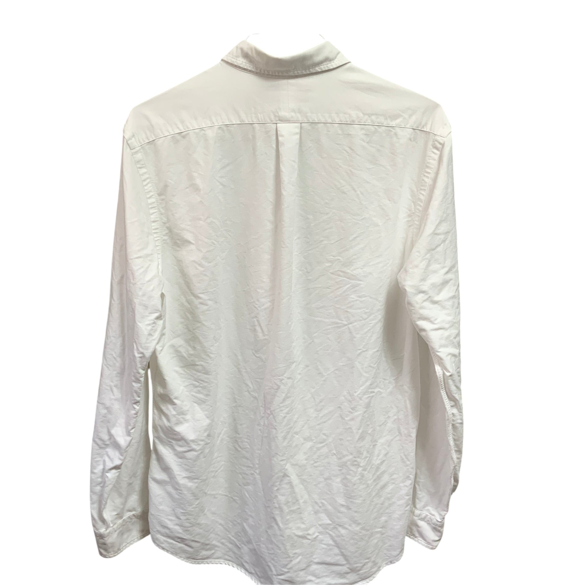 Amare Tutto white long-sleeve button-down shirt viewed from the back, featuring a classic collar and yoke detail.