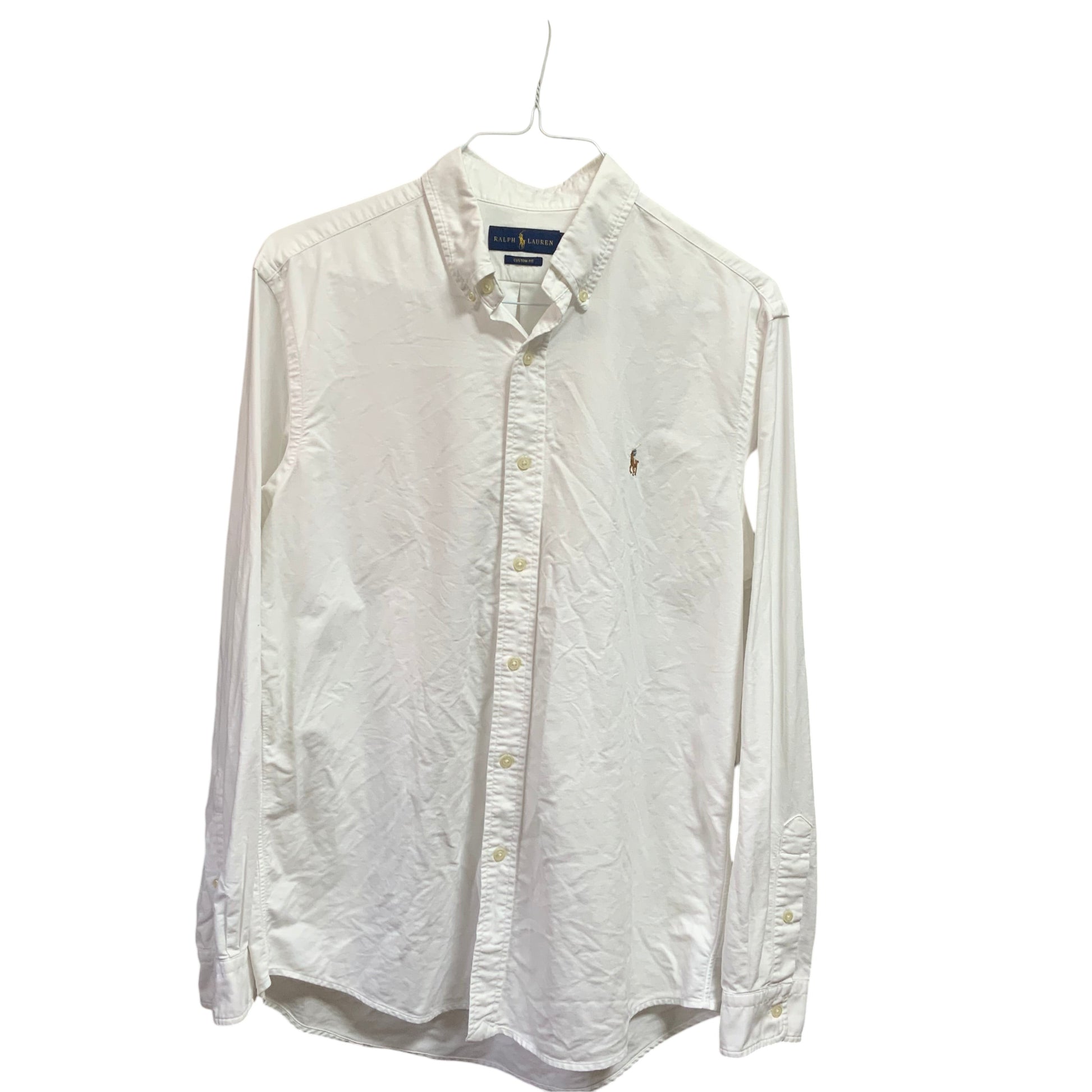 Amare Tutto white long-sleeve button-down polo shirt with a button-down collar and small embroidered logo on chest