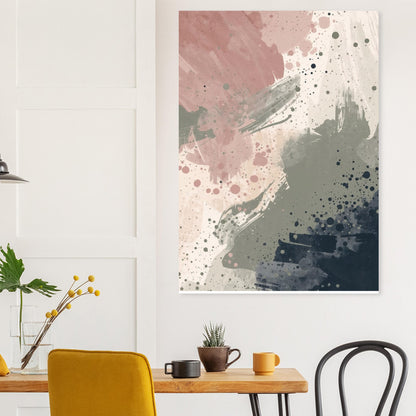 Abstract Serenity Splash Fine Art Poster - Modern Blush & Grey Wall Art for Contemporary Spaces