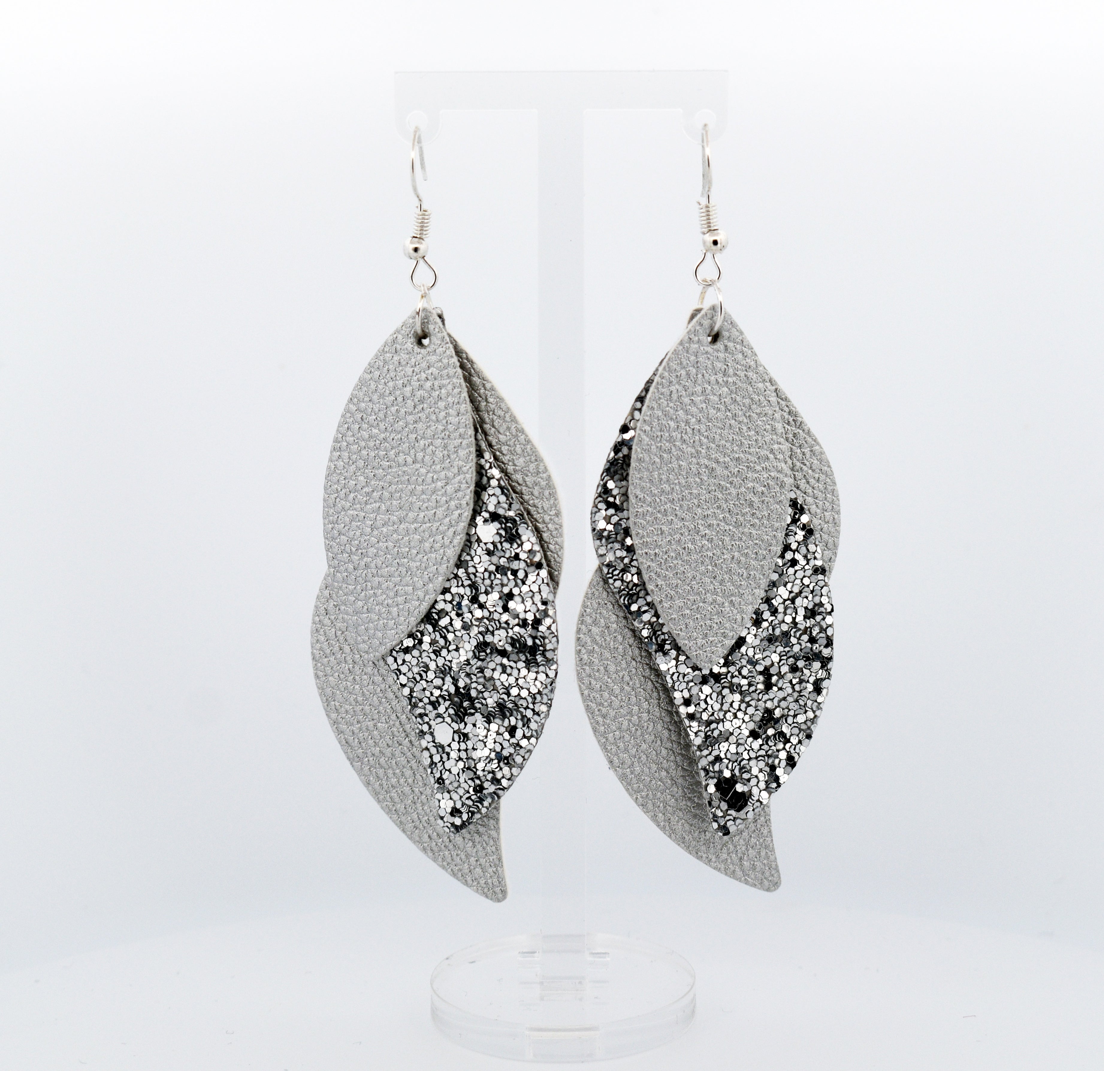 Glitter store leather earrings