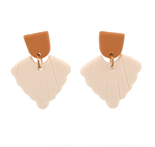 Art Deco Polymer Clay Scallop Earrings | Dangle Earrings
