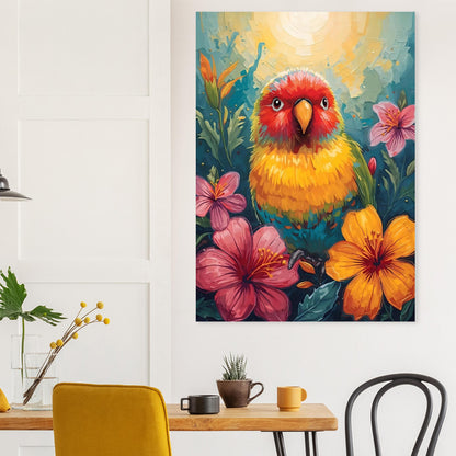 Tropical Parrot Paradise Fine Art Poster - Vivid Abstract Bird & Floral Wall Decor