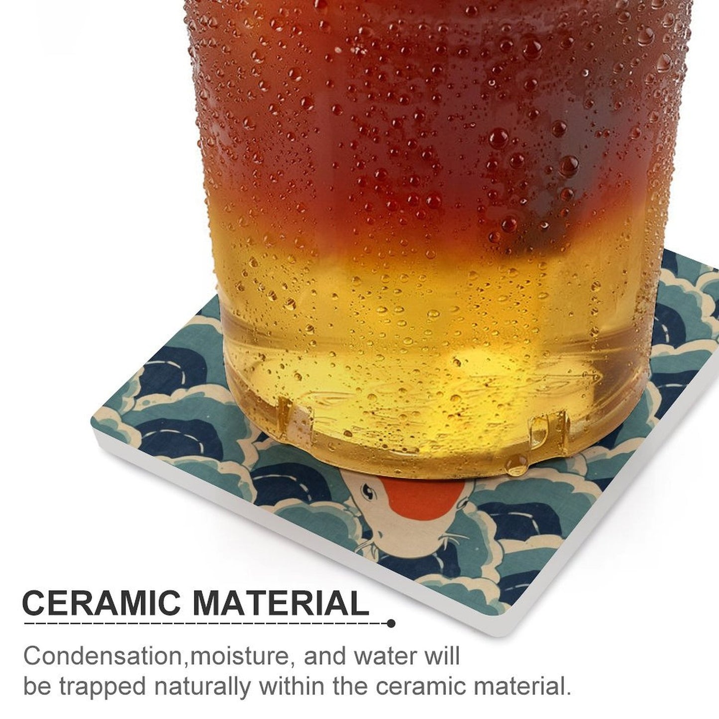 Koi Harmony Japanese Ukiyo-e Inspired Ceramic Coasters (Set of 4 or 6)