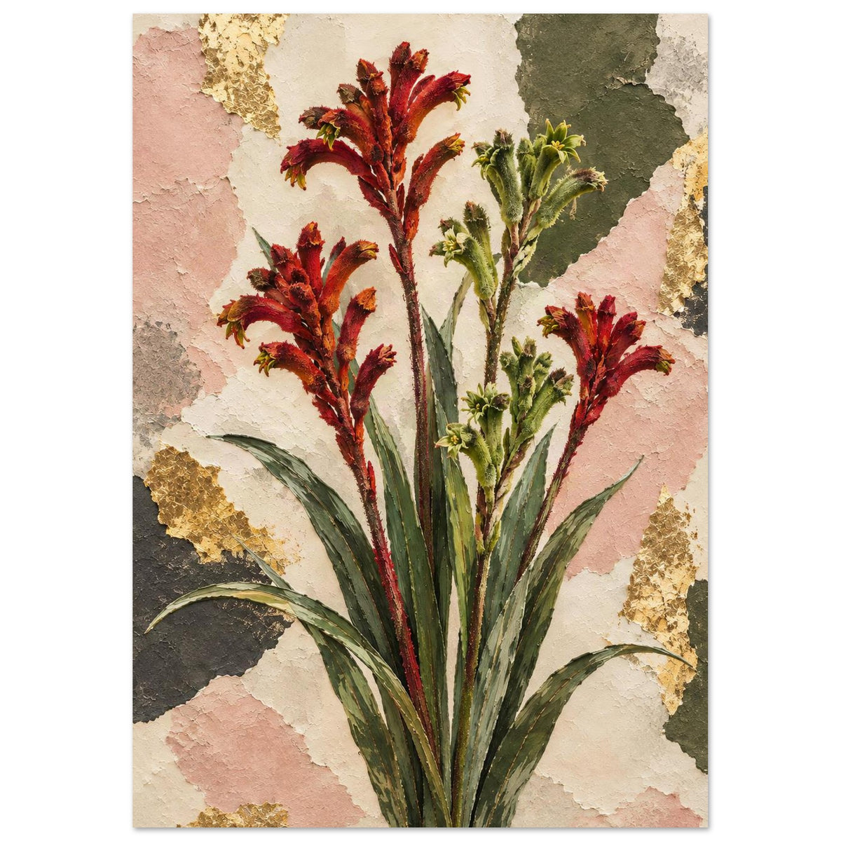 Kangaroo Paw Australian Native Flower Fine Art Poster A3 (29.7 x 42 cm)