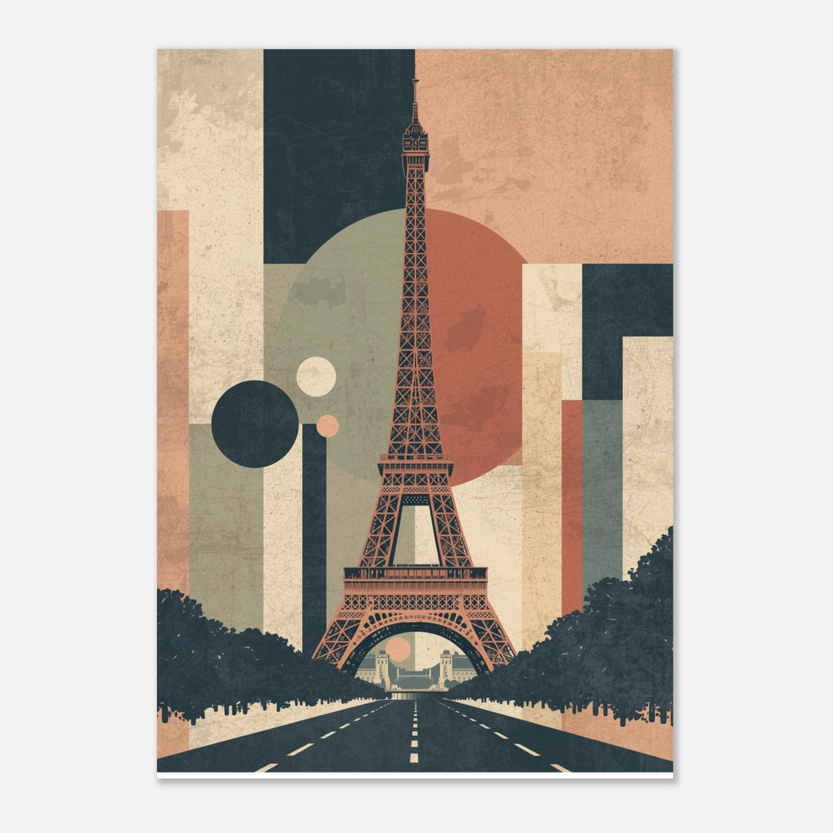Eiffel Tower Geometric Abstract Fine Art Poster - Mid-Century Modern Parisian Vibe